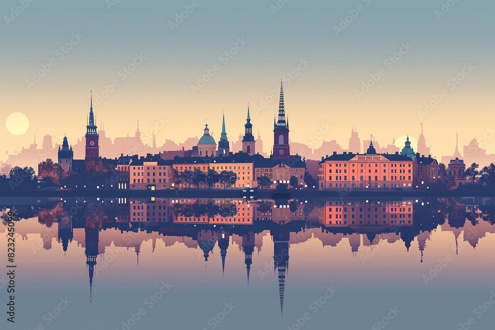 Stockholm vector city skyline 