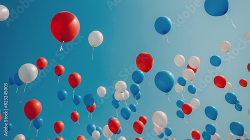 Red, White, and Blue Balloons Floating in the Air