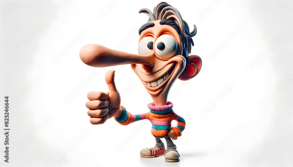 A humorous claymation caricature character with exaggerated features. A humorous claymation caricature character with exaggerated features.