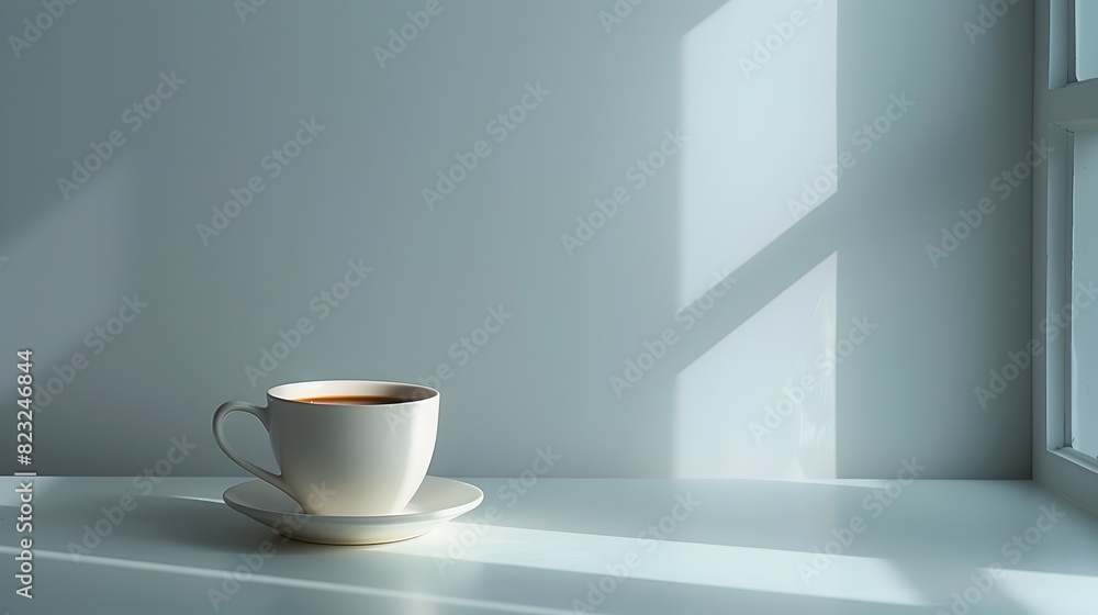 Peaceful Solace A Minimalist Black Coffee Moment in a Serene Modern Setting