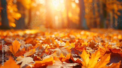 Beautiful autumn nature background with carpet of oran