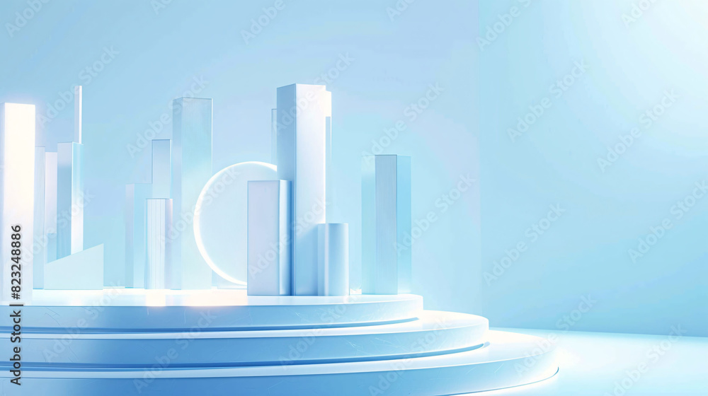 Fototapeta premium Smart city future technological business building, abstract KV main visual business PPT concept illustration