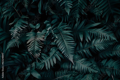 Close Up Dark Green Fern Leaf Texture Background