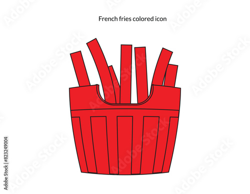 French fries colored line icon .