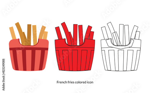 French fries colored line icon .
