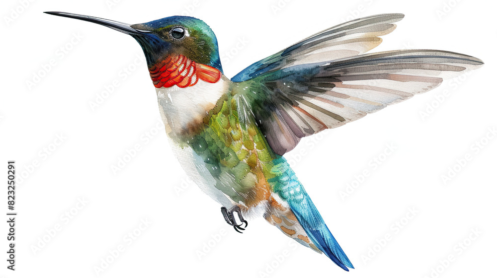 Fototapeta premium Hummingbird watercolor isolated on white background