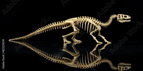 Dinosaur Skeleton on Black Background