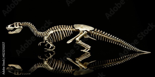 Dinosaur Skeleton on Black Background