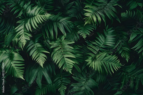 Close-Up of Dark Green Fern Leaf Texture in Forest