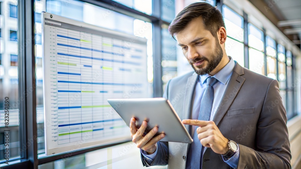 Project Manager with Digital Workflow: A project manager reviewing a digital workflow on a tablet, showcasing efficient project management tools.
Project Manager with Digital Workflow: A project manager reviewing a digital workflow on a tablet, showcasing efficient project management tools.