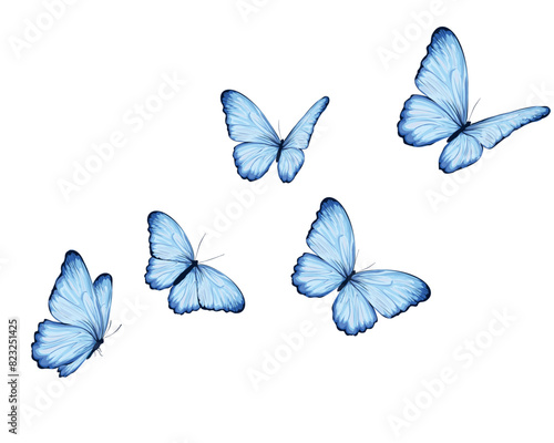 watercolor blue butterfly set illustration design for fashion, t shirt, print, graphic all type decorative	