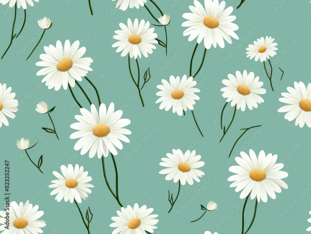 seamless pattern with white camomiles , daisies seamless pattern with white camomiles , daisies