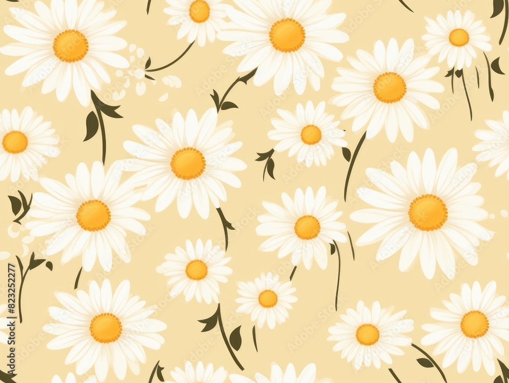 seamless pattern with white camomiles , daisies on a yellow background seamless pattern with white camomiles , daisies on a yellow background