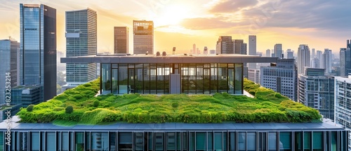 A green roof on a modern building in a city photo