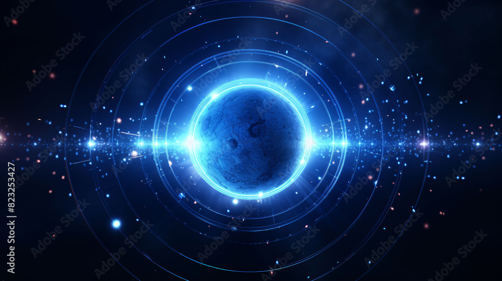 Obraz premium Big data technology background network creative picture, abstract planet particle PPT poster main visual background
