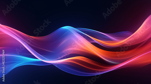 Abstract light rays and three-dimensional particles, technology concept background