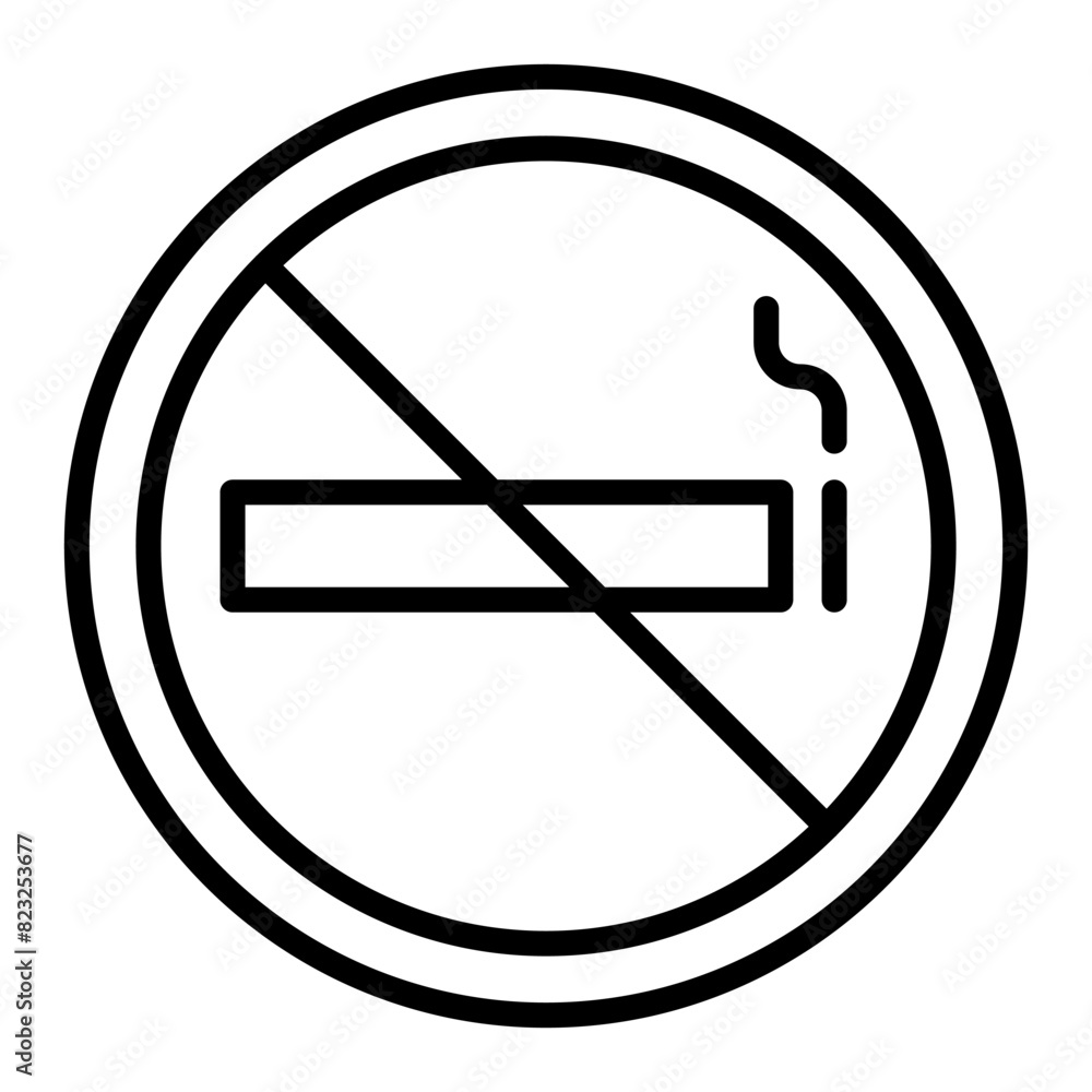 Non-smoking icon in thin line style Vector illustration graphic design Non-smoking icon in thin line style Vector illustration graphic design