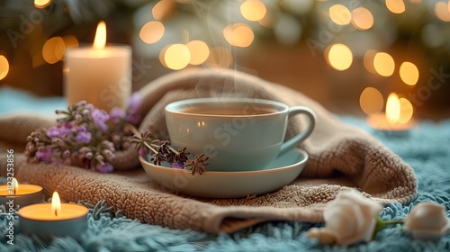 Wallpaper Mural Cozy Winter Spa Moment with Herbal Coffee and Candles Promoting Relaxation and Self Care Torontodigital.ca