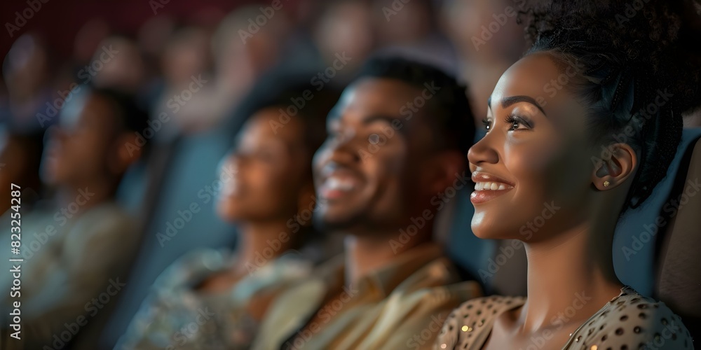 Couple enjoying film at the cinema. Concept Date Night, Movie Buffs, Shared Experience, Cinema Excitement, Romantic Evening