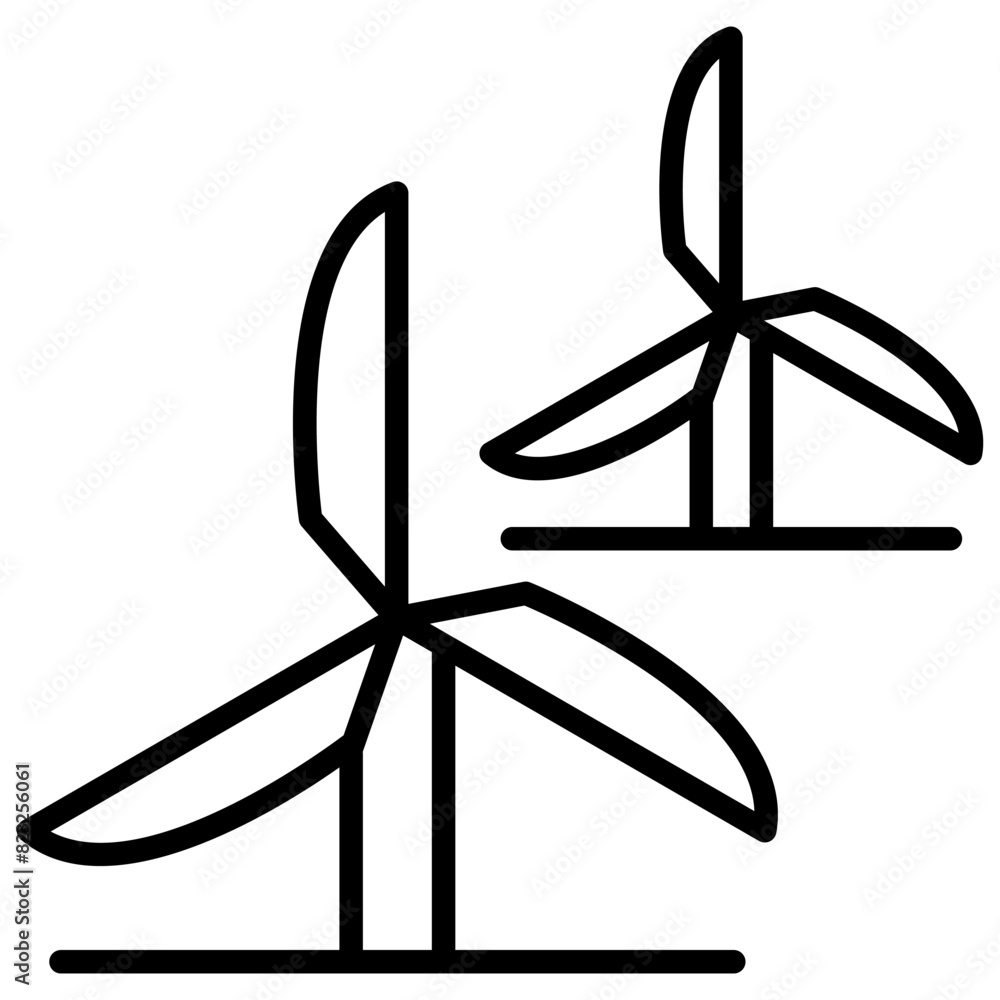 Windmill icon in thin line style Vector illustration graphic design Windmill icon in thin line style Vector illustration graphic design