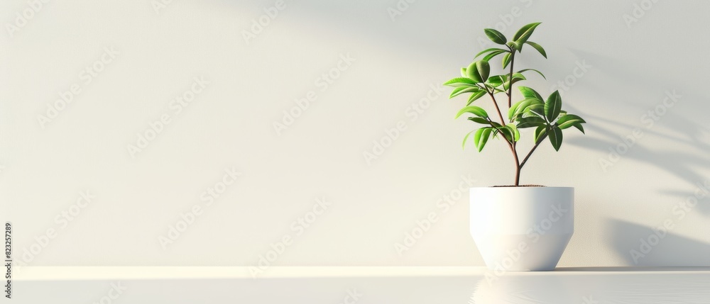 Single plant in a white pot on a plain background Single plant in a white pot on a plain background