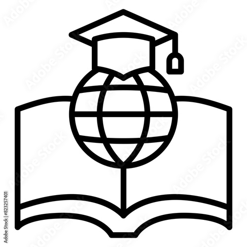 Study aboard icon in thin line style Vector illustration graphic design