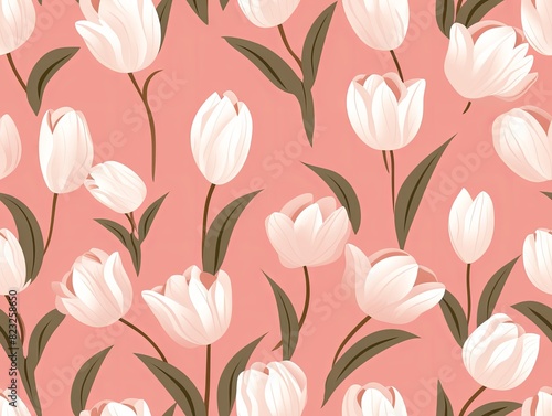 seamless pattern with pink tulips © Саша Воробйов