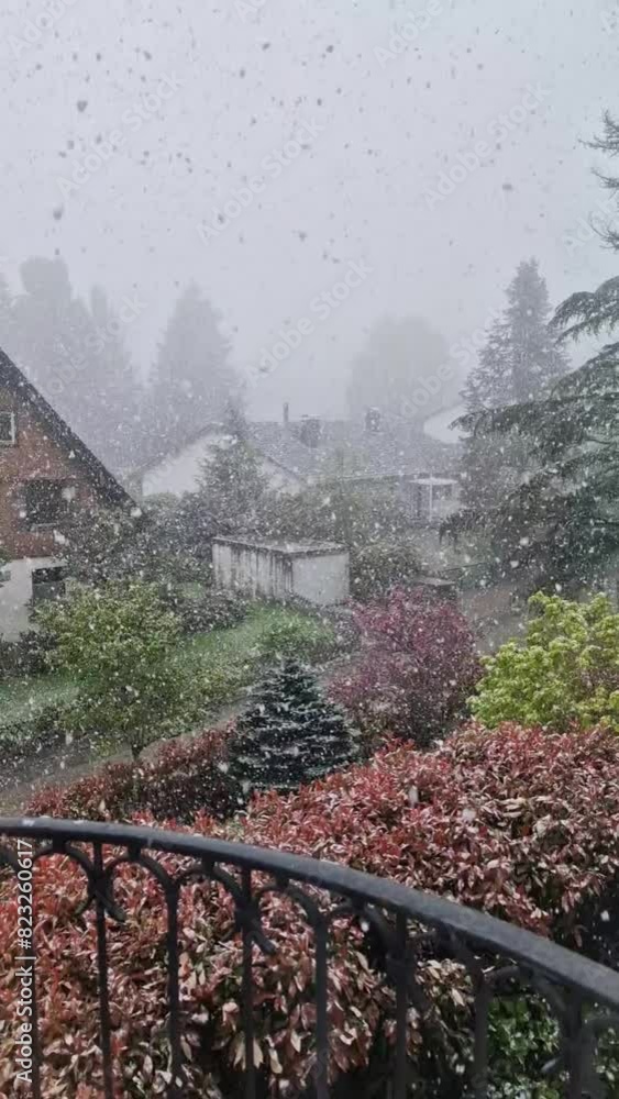 winter in the village, snowing in the countryside