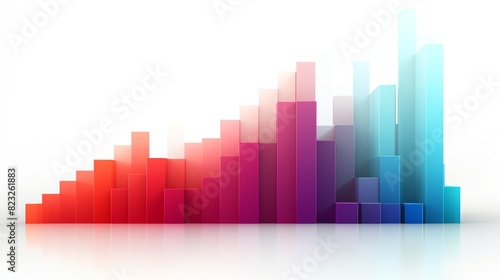 A 3D rendering of a bar graph with a white background