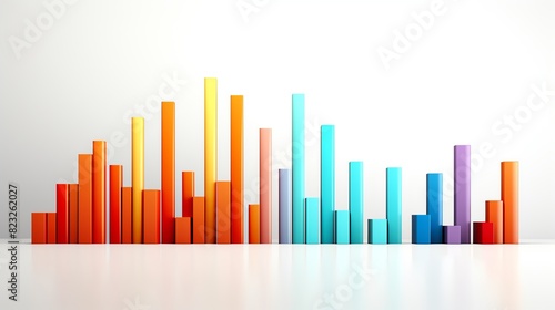 Colorful 3D bar graph representing data. Bright colors include red  orange  yellow  green  blue  and purple.
