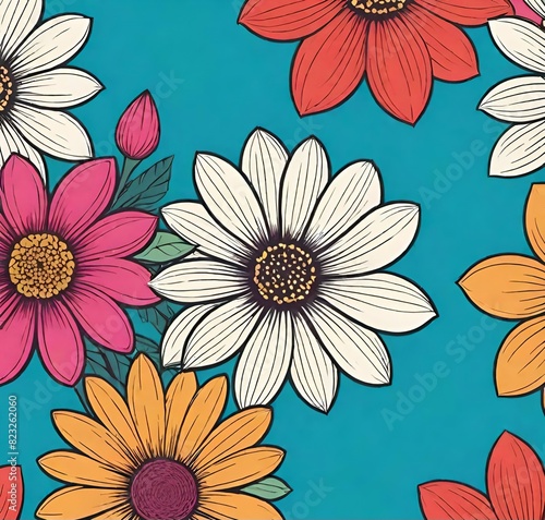 seamless floral pattern  daisy  flowers  floral  blossom  pattern  spring  plant  summer  bloom  vector  beauty  flora  seamless  design  illustration  color  decoration  beautiful  petal