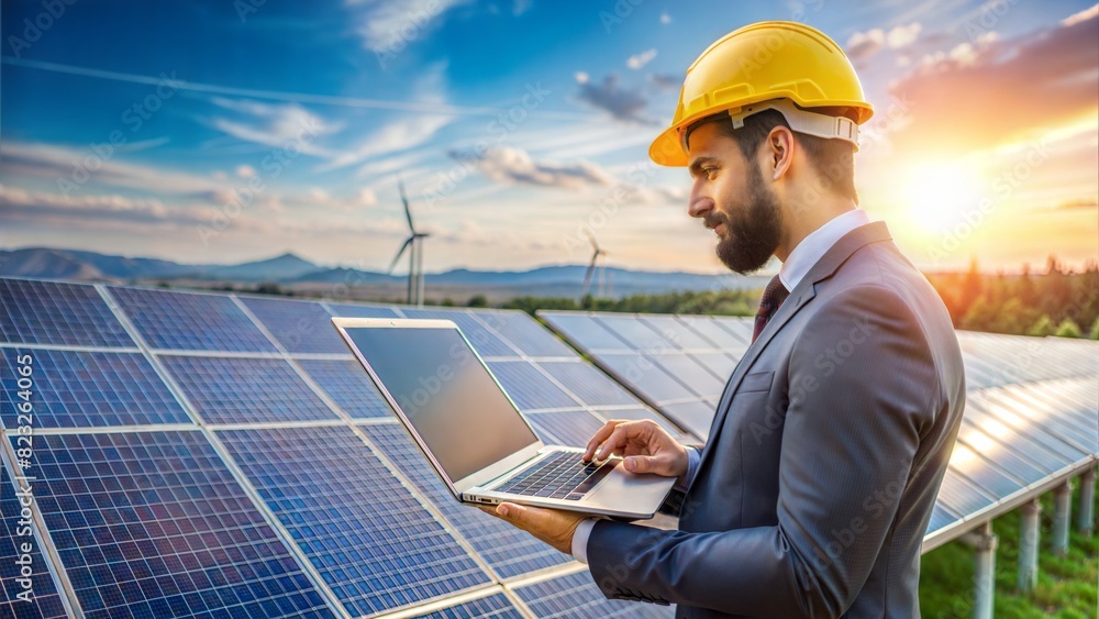 Energy Consultant with Smart Grid Data: An energy consultant analyzing smart grid data on a laptop, emphasizing sustainable energy technology.
Energy Consultant with Smart Grid Data: An energy consultant analyzing smart grid data on a laptop, emphasizing sustainable energy technology.