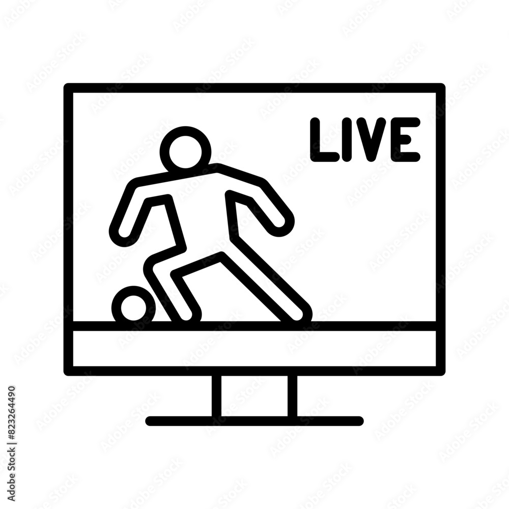 Fototapeta premium Soccer icon in thin line style Vector illustration graphic design