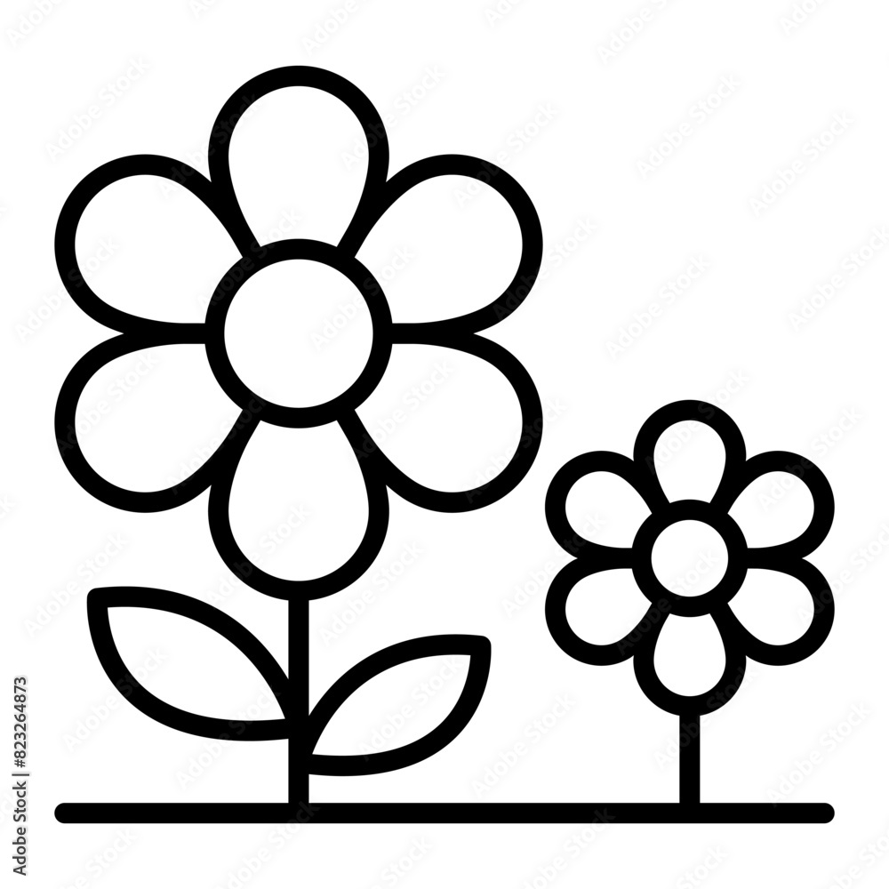 Flower garden icon in thin line style Vector illustration graphic design Flower garden icon in thin line style Vector illustration graphic design