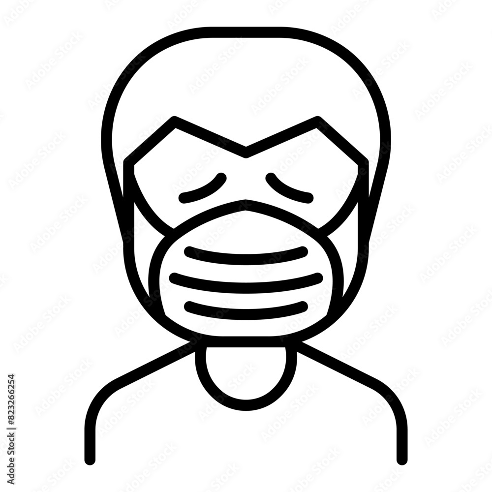 Man wear mask icon in thin line style Vector illustration graphic design Man wear mask icon in thin line style Vector illustration graphic design