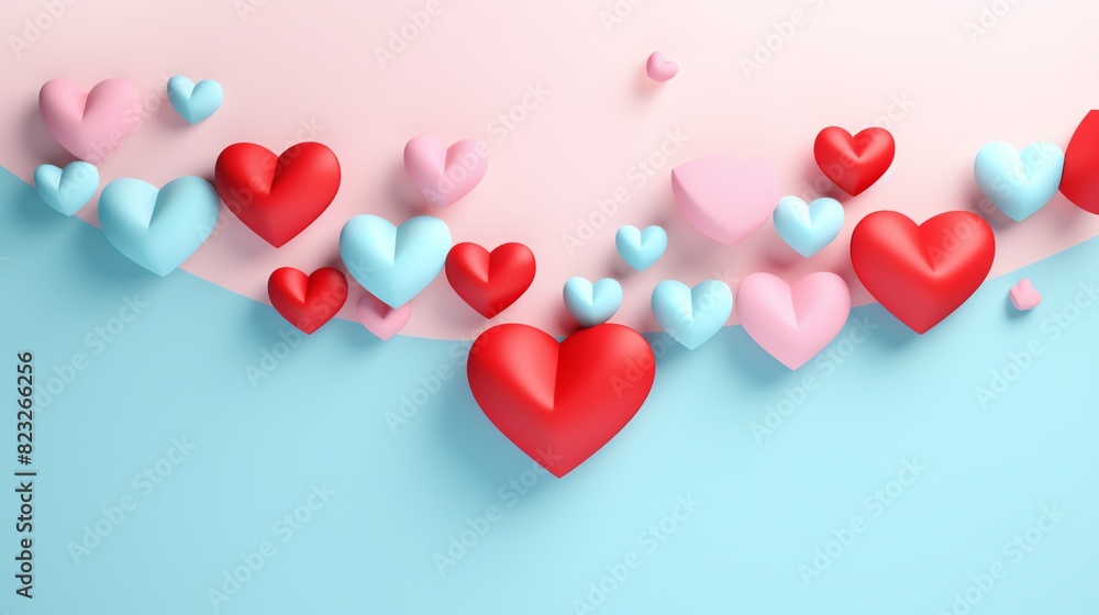 banner word LOVE heart illustration shape poster arranged 3d