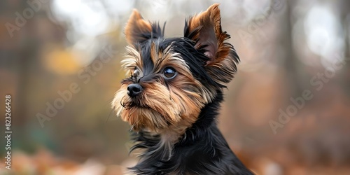 A cute Yorkshire Terrier with black and brown fur. Concept Pet Photography, Yorkshire Terrier Breed, Black and Brown Fur, Cute Poses © Anastasiia