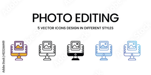 Photo Editing Icons different style vector stock illustration