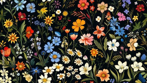 Bright colorful wildflower pattern design