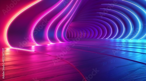 Fototapeta Naklejka Na Ścianę i Meble -  Vibrant Neon Backdrop with Abstract Patterns and Bright Colors for Creative Product Displays and Concept Visualizations