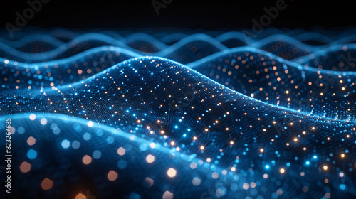 Abstract light three-dimensional luminous particles technology sense KV main visual background © lin