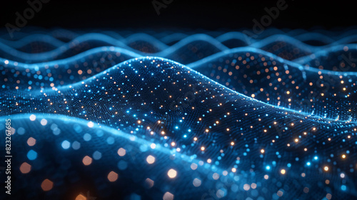 Abstract light three-dimensional luminous particles technology sense KV main visual background