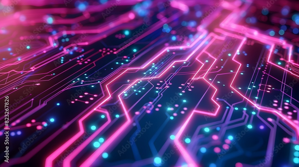 Futuristic Neon Circuit Board Background with Glowing Lines and Sleek Design for Tech Products Futuristic Neon Circuit Board Background with Glowing Lines and Sleek Design for Tech Products