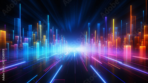 Streamline speed light blue purple special effect background, communication technology concept creative background