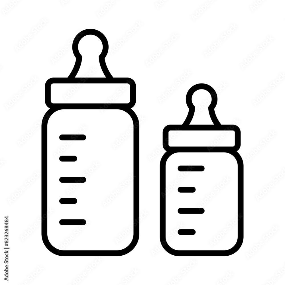 Baby bottle icon in thin line style Vector illustration graphic design Baby bottle icon in thin line style Vector illustration graphic design