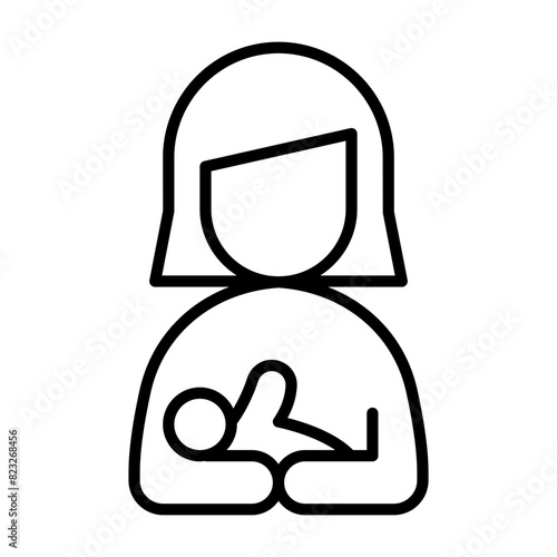 Breastfeeding, mother icon in thin line style Vector illustration graphic design