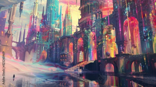  Human rights  US cities  whimsical fantasy artwork with bright colors  abstract expressionism  VFX