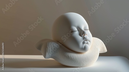 A 3D render of a baby head support pillow