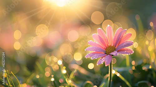 Beautiful flower pink daisy with soft focus of a summe photo