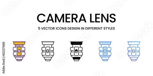 Camera Lens Icons different style vector stock illustration